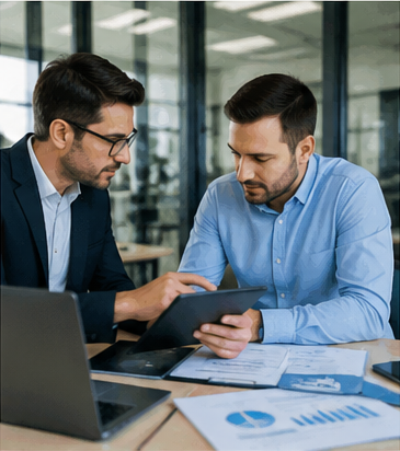Consultor en reunión con un cliente